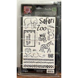 HTF SEE D'S SAVOIR FAIRE 50374 SAFARI RUBBER STAMP SET W/ CASE LION ZEBRA KOALA